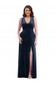 Boutique Bleu marine foncé Fourreau Col V Velours Stretch Longue Formelles Robes demoiselle d'honneur / Robes de soirée / Robes de bal