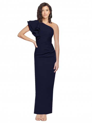 Boutique Bleu marine foncé Fourreau Crêpe Stretch Longue Formelles Robes demoiselle d'honneur / Robes de soirée / Robes de bal
