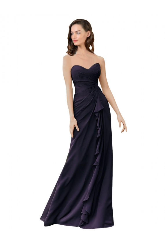 Boutique Bleu marine foncé Fourreau Mousseline Longue Robes demoiselle d'honneur