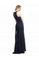 Boutique Bleu marine foncé Fourreau Scoop Col Haut Crêpe Stretch Longue Robes demoiselle d'honneur / Robes de bal