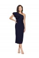 Boutique Bleu marine foncé Fourreau midi Crêpe Stretch Courte Robes demoiselle d'honneur / Robes de soirée / Robes de cocktail