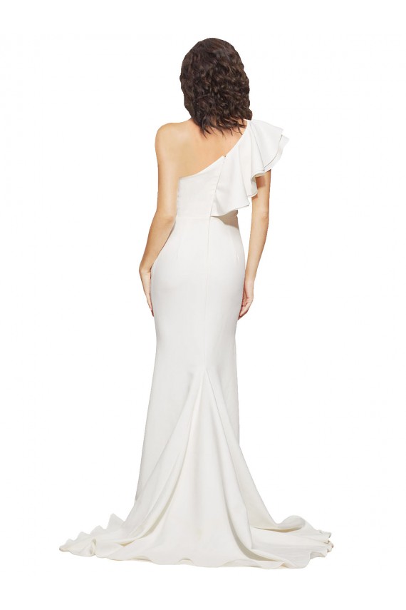 Boutique Ivoire Fourreau Balayage train Crêpe Stretch Longue Robes demoiselle d'honneur / Robes de bal
