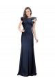 Boutique Bleu marine foncé Sirène Bateau Crêpe Stretch Longue Robes demoiselle d'honneur / Robes de bal