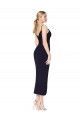 Boutique Bleu marine foncé Sirène Bretelles spaghetti Crêpe Stretch Courte Asymétrique Robes demoiselle d'honneur / Robes de soirée / Robes de cocktail