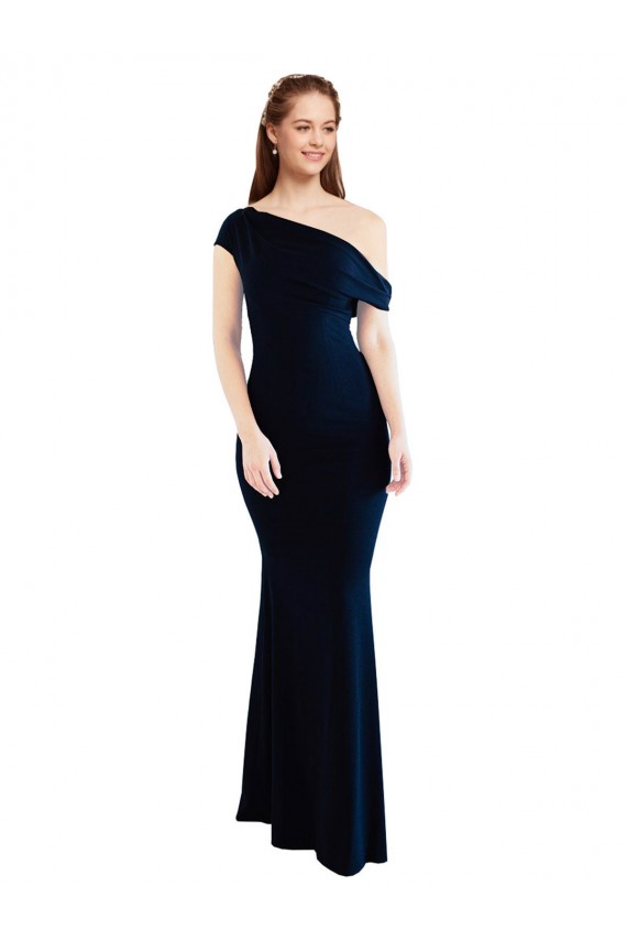 Boutique Bleu marine foncé Sirène Crêpe Stretch Longue Formelles Robes demoiselle d'honneur / Robes de soirée / Robes de bal