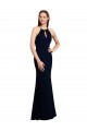 Boutique Bleu marine foncé Sirène Licou Mousseline Longue Robes demoiselle d'honneur