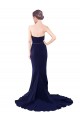 Boutique Bleu marine foncé Sirène Sans bretelle Balayage train Crêpe Stretch Longue Robes demoiselle d'honneur / Robes de bal