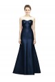 Boutique Bleu marine foncé Sirène Sans bretelle Satiné Longue Robes demoiselle d'honneur