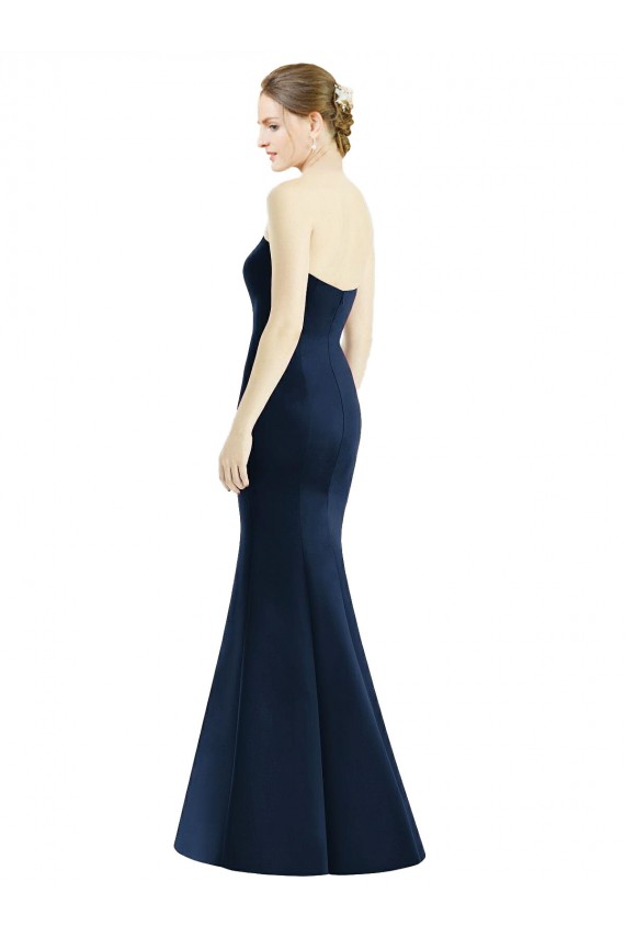 Boutique Bleu marine foncé Sirène Satiné Longue Robes demoiselle d'honneur
