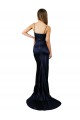 Boutique Bleu marine foncé Sirène Satiné Stretch Longue Formelles Robes demoiselle d'honneur / Robes de soirée / Robes de bal