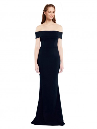 Boutique Bleu marine foncé Sirène Épaule Dénudée Crêpe Stretch Longue Formelles Robes demoiselle d'honneur / Robes de soirée / Robes de bal