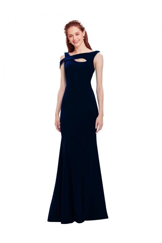 Boutique Bleu marine foncé Sirène Épaule Dénudée Crêpe Stretch Longue Formelles Robes demoiselle d'honneur / Robes de soirée / Robes de bal