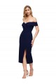 Boutique Bleu marine foncé Sirène Épaule Dénudée midi Crêpe Stretch Courte Robes demoiselle d'honneur / Robes de soirée / Robes de cocktail