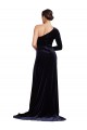 Boutique Bleu marine foncé Trapèze Balayage train Velours Stretch Longue Formelles Robes demoiselle d'honneur / Robes de soirée / Robes de bal