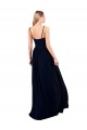 Boutique Bleu marine foncé Trapèze Bretelles spaghetti Mousseline Longue Formelles Robes demoiselle d'honneur / Robes de soirée