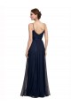 Boutique Bleu marine foncé Trapèze Bretelles spaghetti Tulle Dentelle Longue Robes demoiselle d'honneur
