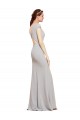 Boutique Bleu marine foncé Trapèze Col Bateau Crêpe Stretch Longue Formelles Robes demoiselle d'honneur / Robes de soirée / Robes de bal