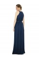 Boutique Bleu marine foncé Trapèze Col Haut Mousseline Longue Robes demoiselle d'honneur