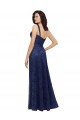 Boutique Bleu marine foncé Trapèze Col V Dentelle Longue Robes demoiselle d'honneur