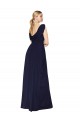 Boutique Bleu marine foncé Trapèze Col V Mousseline Longue Formelles Robes demoiselle d'honneur / Robes de soirée / Robes de bal