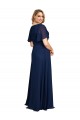 Boutique Bleu marine foncé Trapèze Col V Mousseline Longue Formelles Robes demoiselle d'honneur / Robes de soirée / Robes de bal