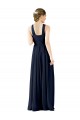 Boutique Bleu marine foncé Trapèze Col V Mousseline Longue Robes demoiselle d'honneur