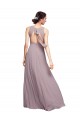 Boutique Bleu marine foncé Trapèze Col V Mousseline Longue Robes demoiselle d'honneur