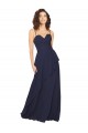 Boutique Bleu marine foncé Trapèze Col V Mousseline Longue Robes demoiselle d'honneur
