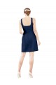 Boutique Bleu marine foncé Trapèze Col V Satiné Courte Robes demoiselle d'honneur / Robes de cocktail