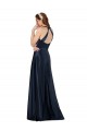 Boutique Bleu marine foncé Trapèze Col V Satiné Longue Formelles Robes demoiselle d'honneur / Robes de soirée / Robes de bal