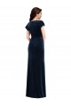 Boutique Bleu marine foncé Trapèze Col V Velours Stretch Longue Formelles Robes demoiselle d'honneur / Robes de soirée / Robes de bal