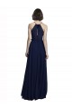 Boutique Bleu marine foncé Trapèze Licou Col Haut Mousseline Longue Robes demoiselle d'honneur