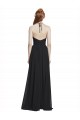 Boutique Bleu marine foncé Trapèze Licou Col V Mousseline Longue Robes demoiselle d'honneur