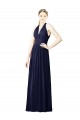 Boutique Bleu marine foncé Trapèze Licou Col V Mousseline Longue Robes demoiselle d'honneur