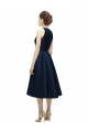 Boutique Bleu marine foncé Trapèze Licou Col bijou Satiné Courte Asymétrique Robes demoiselle d'honneur