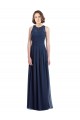 Boutique Bleu marine foncé Trapèze Licou Mousseline Longue Robes demoiselle d'honneur