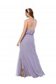 Boutique Bleu marine foncé Trapèze Licou Mousseline Longue Robes demoiselle d'honneur