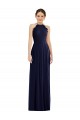 Boutique Bleu marine foncé Trapèze Licou Mousseline Longue Robes demoiselle d'honneur