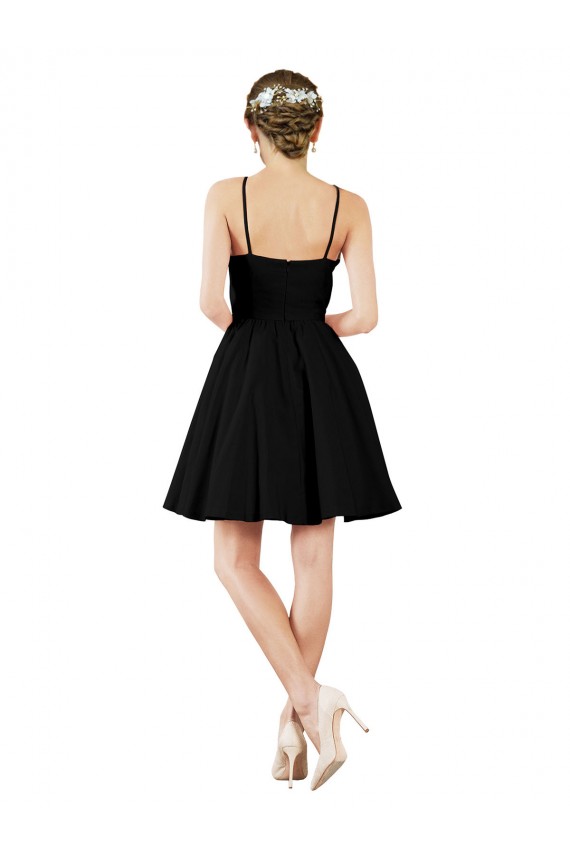 Boutique Bleu marine foncé Trapèze Licou Satiné Courte Robes demoiselle d'honneur / Robes de cocktail