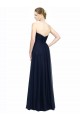 Boutique Bleu marine foncé Trapèze Sans bretelle Mousseline Longue Robes demoiselle d'honneur