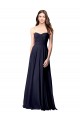 Boutique Bleu marine foncé Trapèze Sans bretelle Mousseline Longue Robes demoiselle d'honneur
