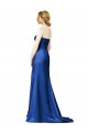 Boutique Bleu marine foncé Trapèze Sans bretelle Satiné Longue Robes demoiselle d'honneur