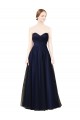 Boutique Bleu marine foncé Trapèze Sans bretelle Tulle Longue Robes demoiselle d'honneur