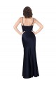 Boutique Bleu marine foncé Trapèze Satiné Soyeux Longue Formelles Robes demoiselle d'honneur / Robes de soirée / Robes de bal