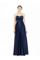 Boutique Bleu marine foncé Trapèze Satiné Stretch Longue Formelles Robes demoiselle d'honneur / Robes de soirée
