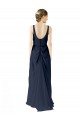 Boutique Bleu marine foncé Trapèze Scoop Mousseline Longue Robes demoiselle d'honneur