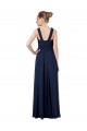 Boutique Bleu marine foncé Trapèze Épaule Dénudée Mousseline Longue Robes demoiselle d'honneur