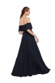 Boutique Bleu marine foncé Trapèze Épaule Dénudée Mousseline Longue Robes demoiselle d'honneur / Robes de bal