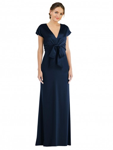 Boutique Bleu marine foncé Trompette Épaule Dénudée Crêpe Stretch Longue Formelles Robes demoiselle d'honneur / Robes de soirée / Robes de bal