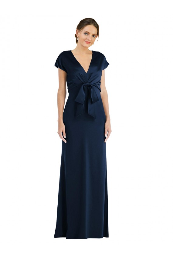Boutique Bleu marine foncé Trompette Épaule Dénudée Crêpe Stretch Longue Formelles Robes demoiselle d'honneur / Robes de soirée / Robes de bal